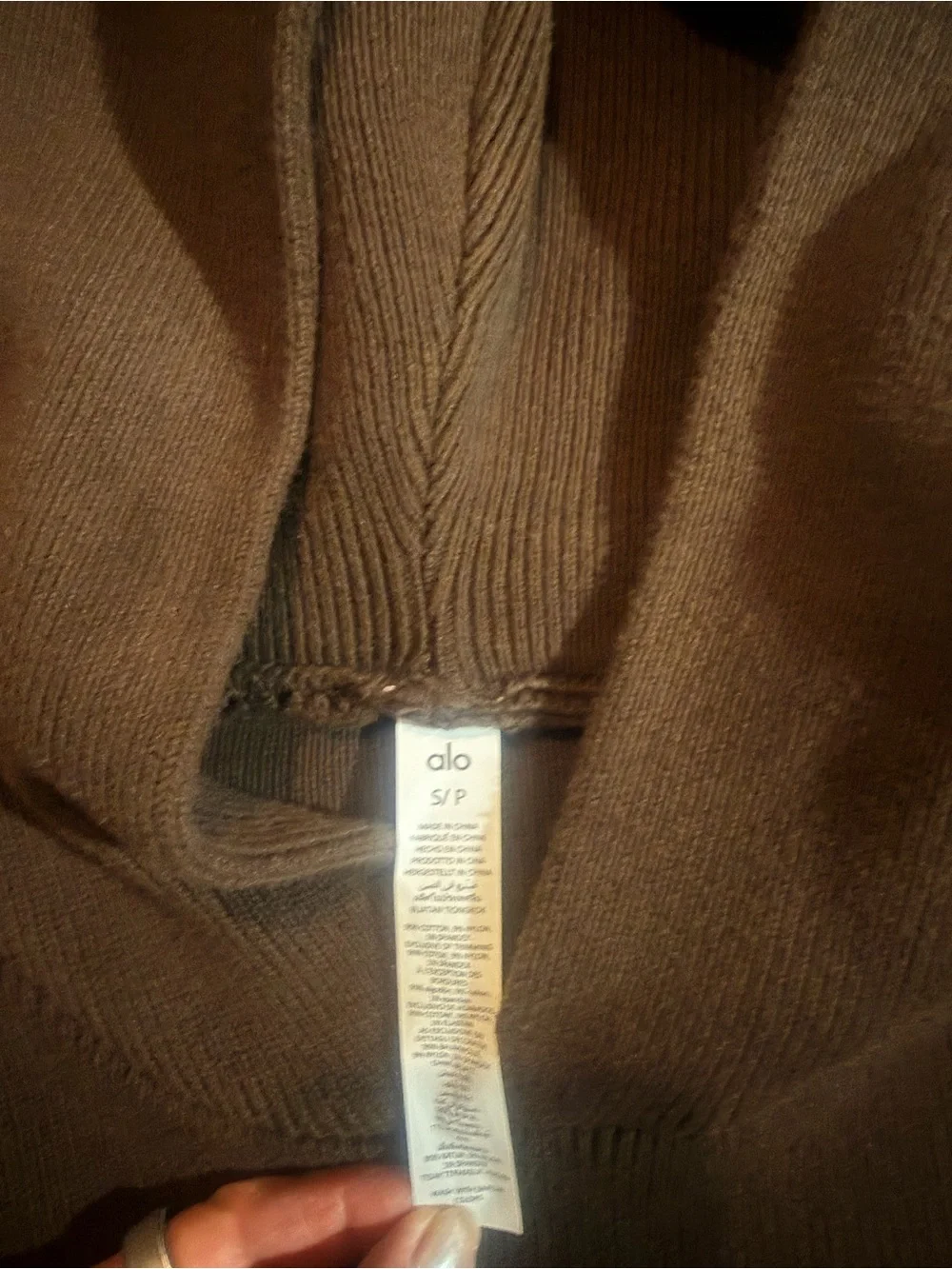 ALO Yoga Oversized Knit Hoodie in Dark Brown